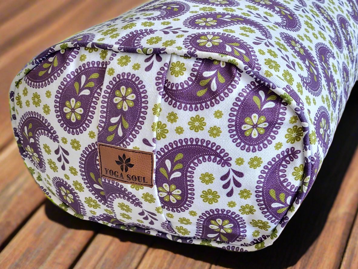 Oval Yoga Bolster | Paisley | Purple - Yoga Soul