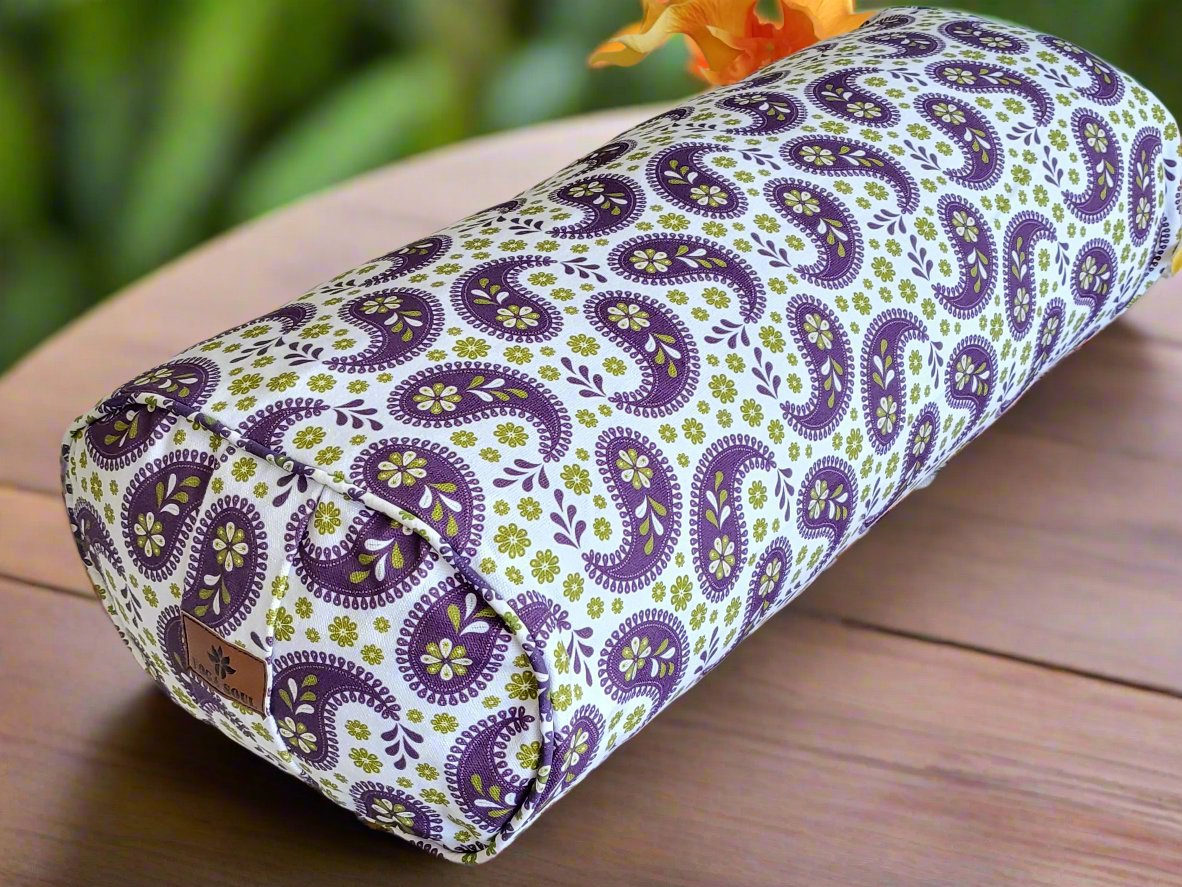 Oval Yoga Bolster | Paisley | Purple - Yoga Soul