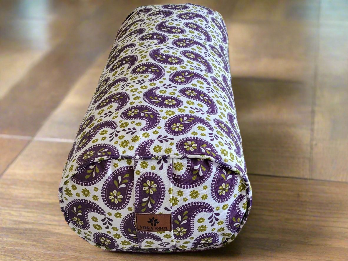 Oval Yoga Bolster | Paisley | Purple - Yoga Soul