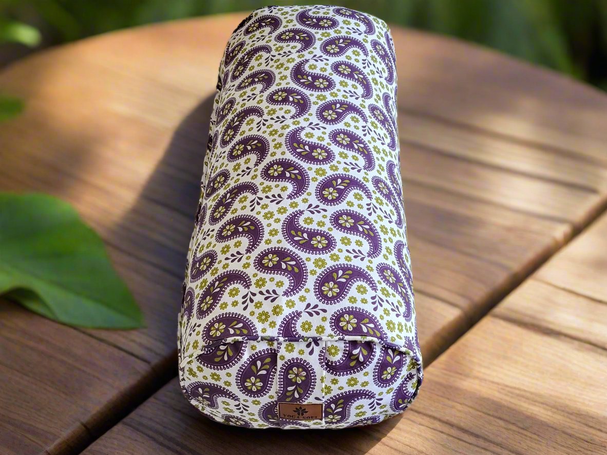 Oval Yoga Bolster | Paisley | Purple - Yoga Soul