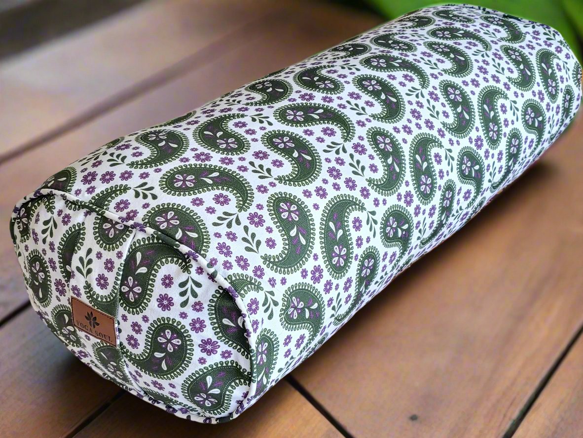 Oval Yoga Bolster | Paisley | Trekking Green - Yoga Soul