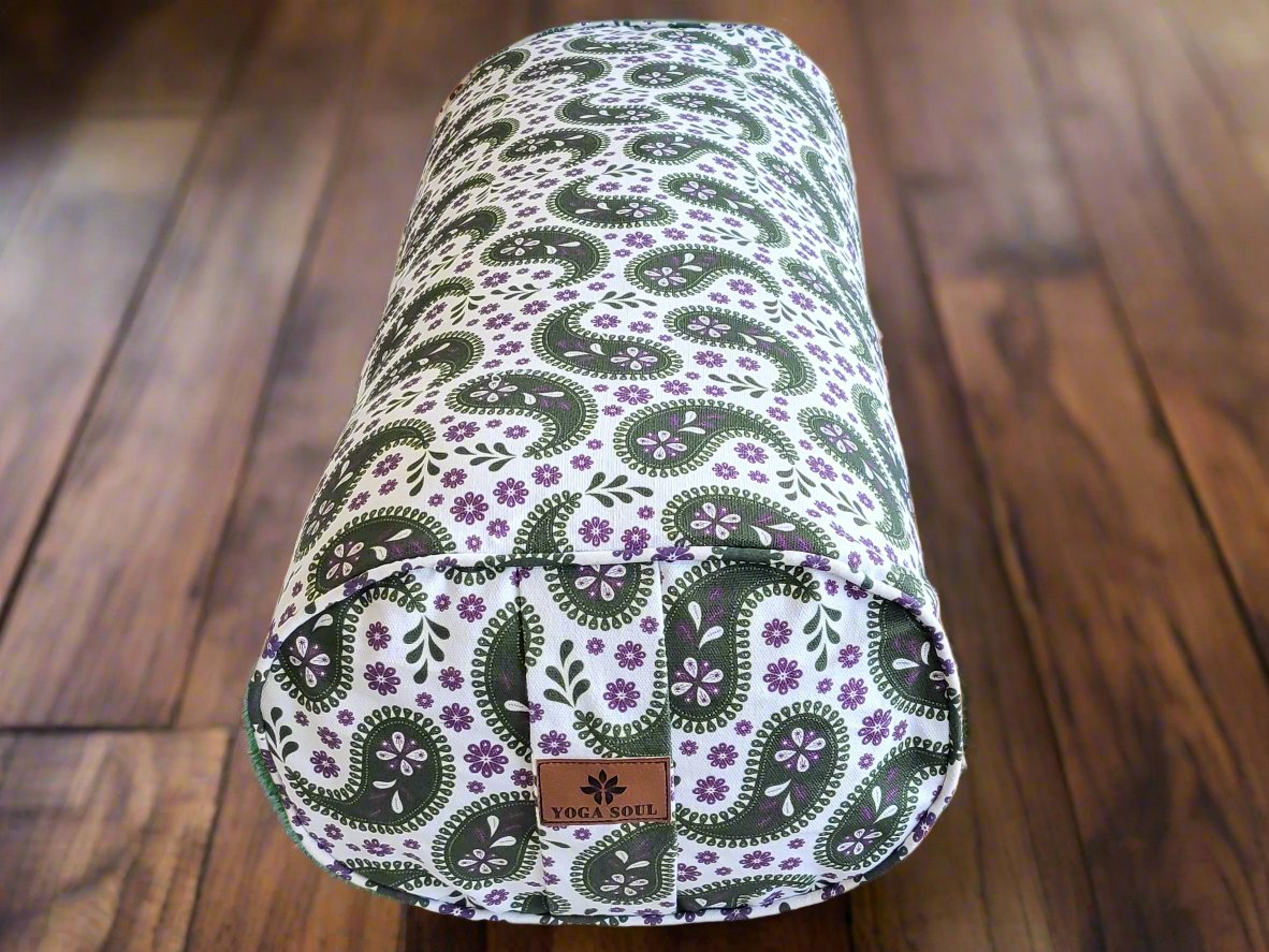 Oval Yoga Bolster | Paisley | Trekking Green - Yoga Soul