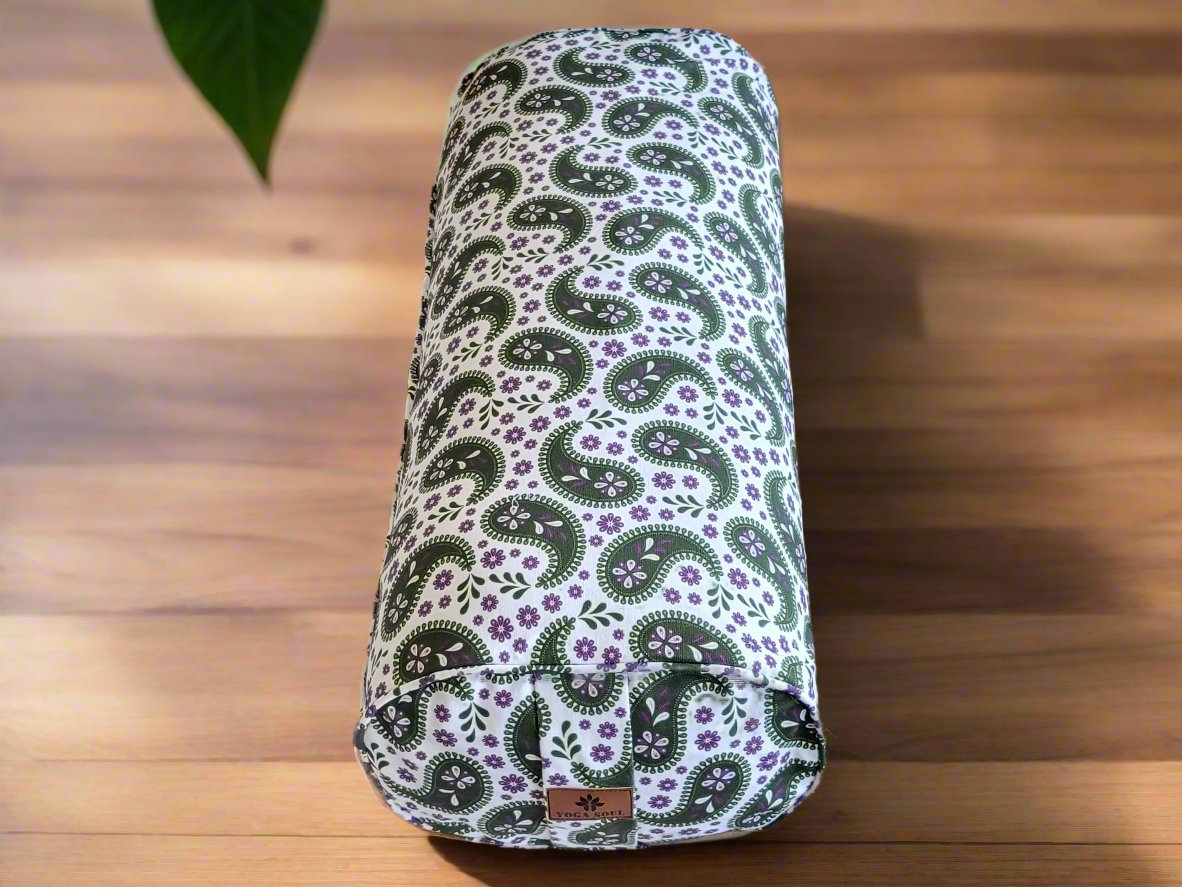 Oval Yoga Bolster | Paisley | Trekking Green - Yoga Soul