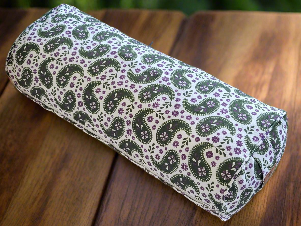 Oval Yoga Bolster | Paisley | Trekking Green - Yoga Soul