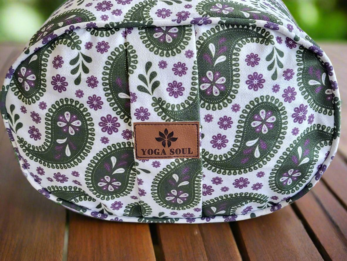 Oval Yoga Bolster | Paisley | Trekking Green - Yoga Soul