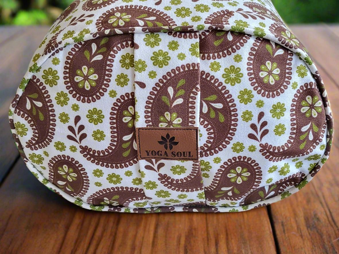 Oval Yoga Bolster | Paisley | Chocolate - Yoga Soul