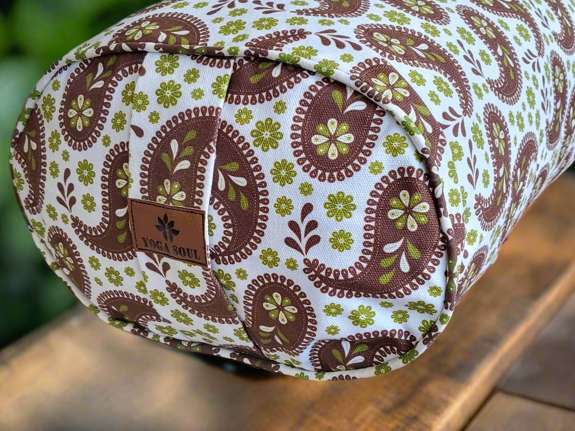 Oval Yoga Bolster | Paisley | Chocolate - Yoga Soul