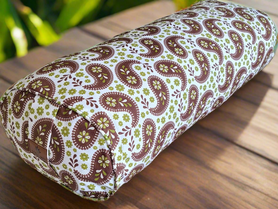 Oval Yoga Bolster | Paisley | Chocolate - Yoga Soul