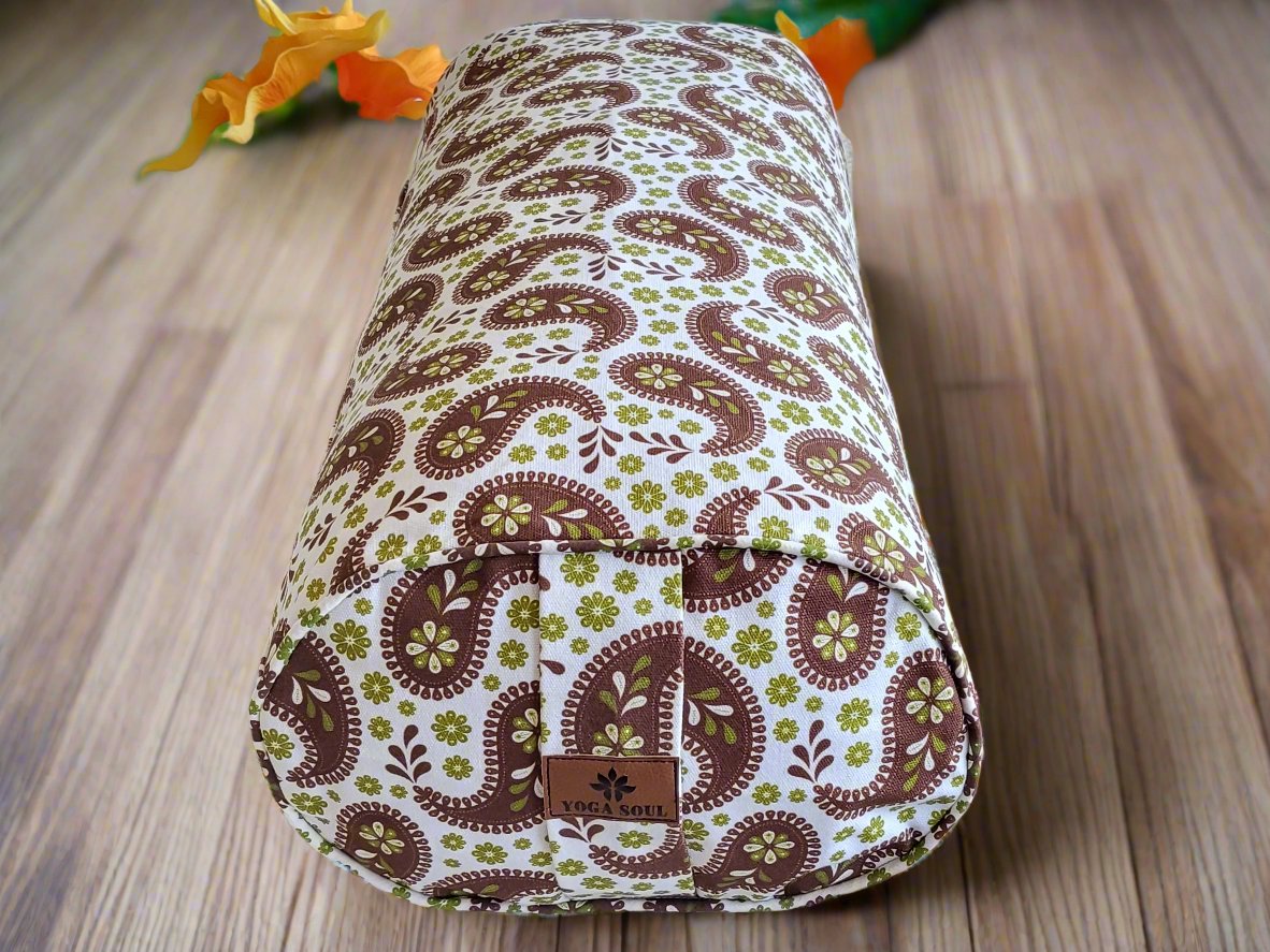 Oval Yoga Bolster | Paisley | Chocolate - Yoga Soul