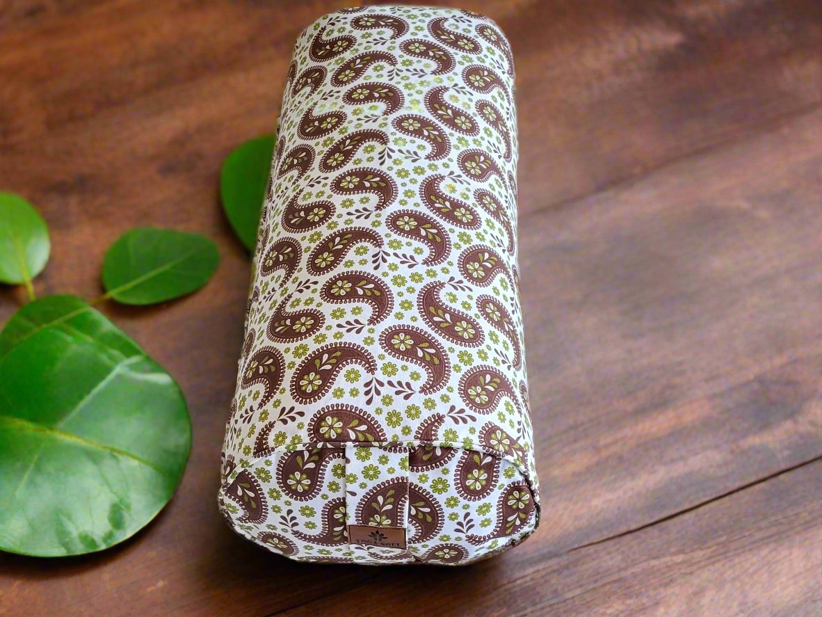 Oval Yoga Bolster | Paisley | Chocolate - Yoga Soul