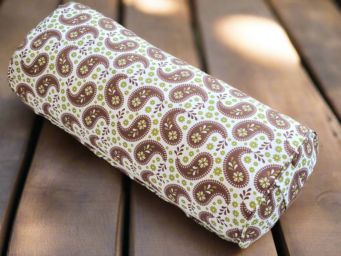 Oval Yoga Bolster | Paisley | Chocolate - Yoga Soul