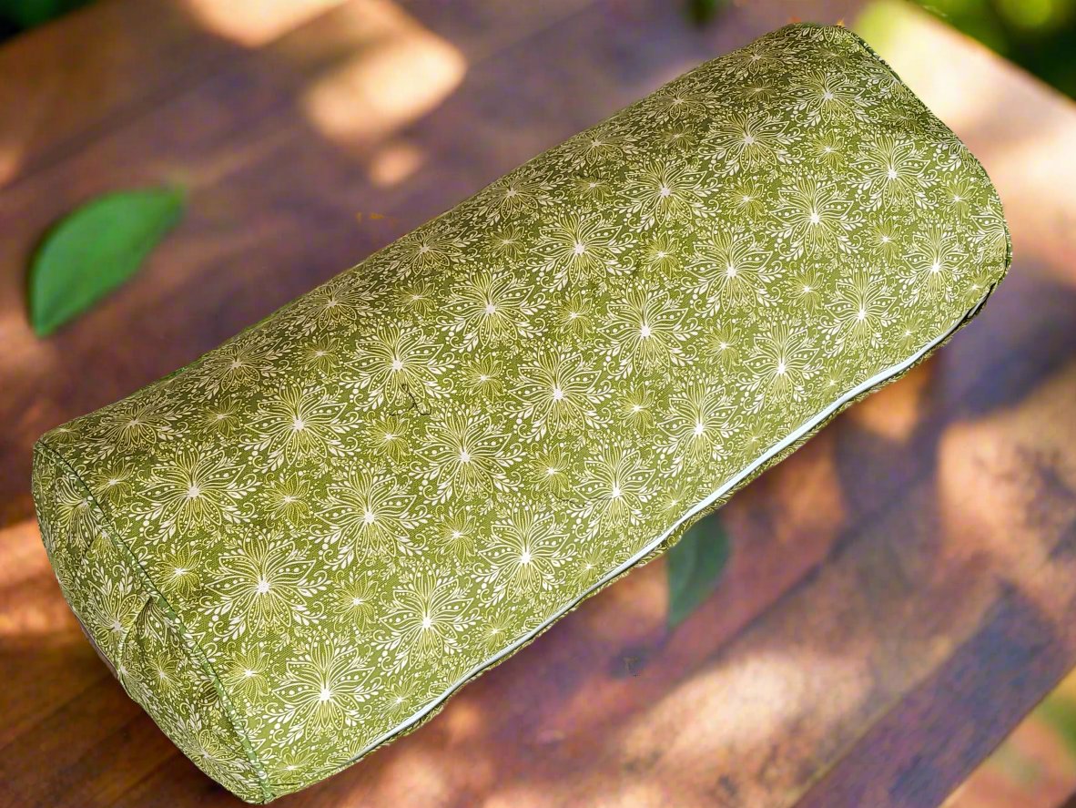 Oval Yoga Bolster | Lotus | Olive Green - Yoga Soul