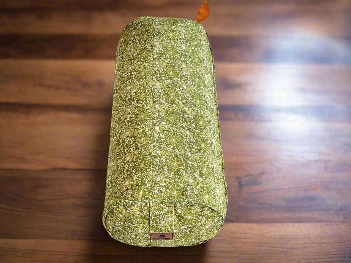 Oval Yoga Bolster | Lotus | Olive Green - Yoga Soul