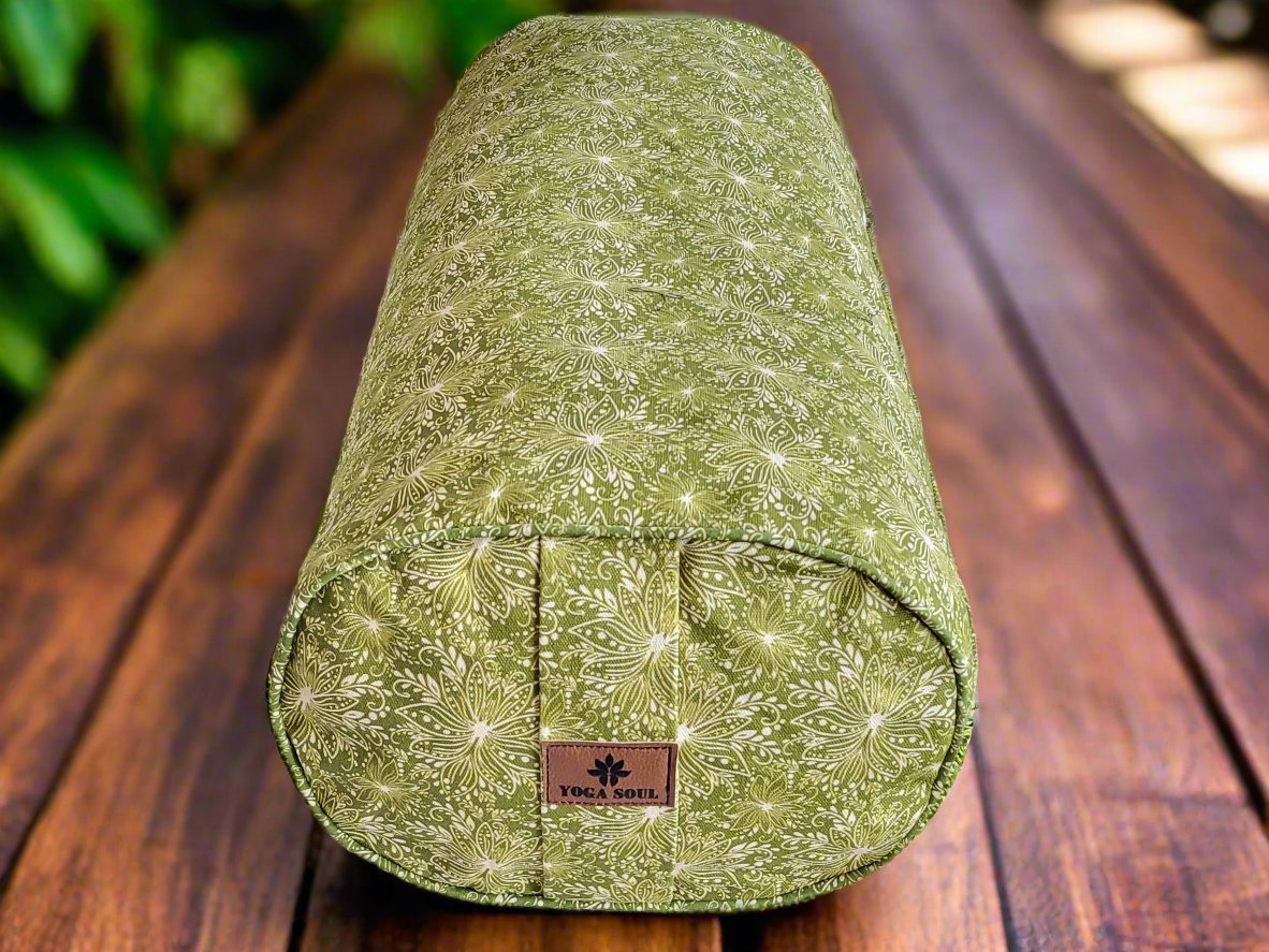 Oval Yoga Bolster | Lotus | Olive Green - Yoga Soul