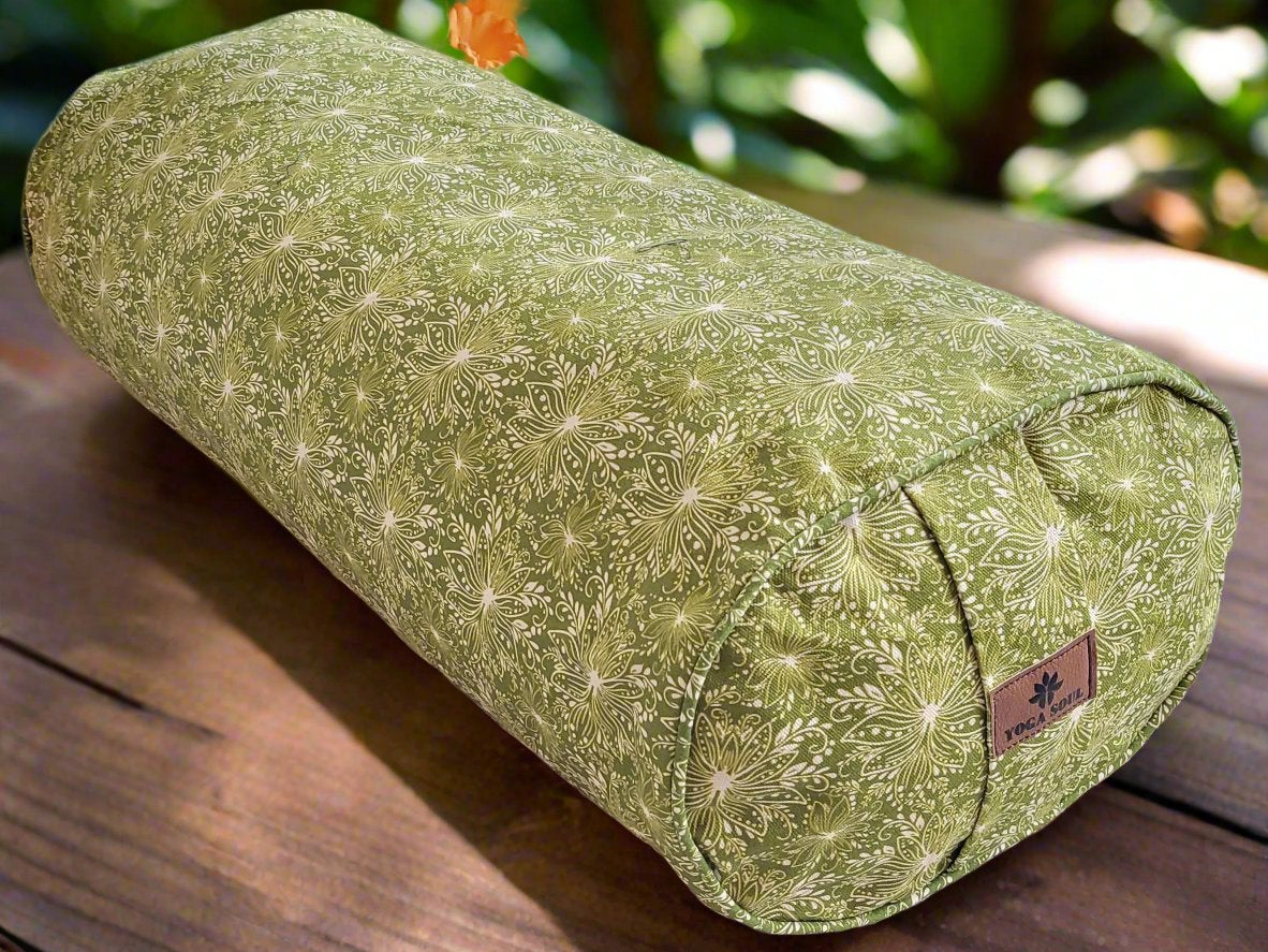 Oval Yoga Bolster | Lotus | Olive Green - Yoga Soul