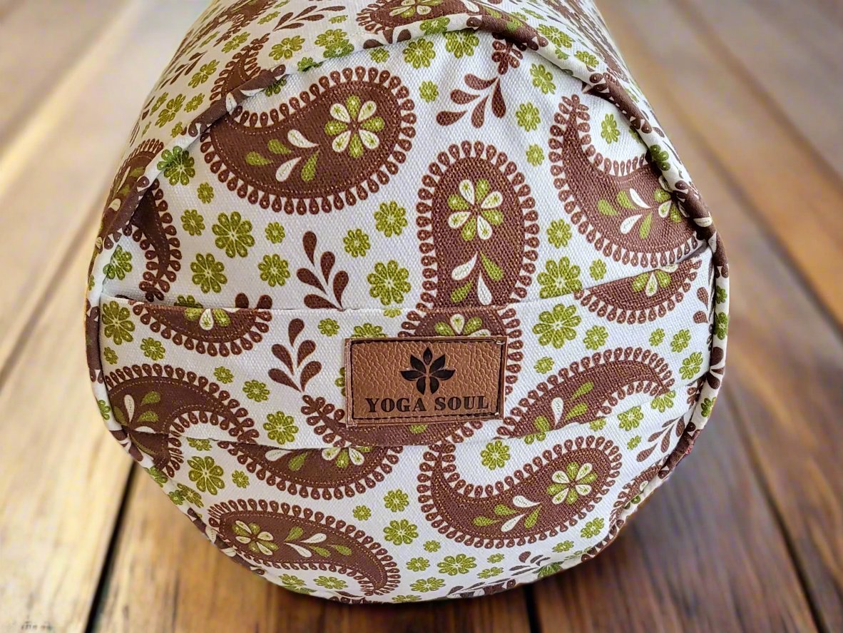 Round Yoga Bolster | Paisley | Chocolate - Yoga Soul