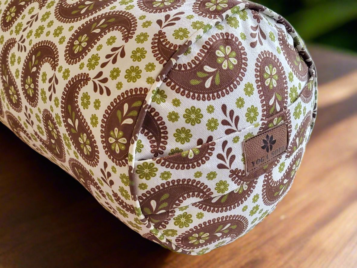 Round Yoga Bolster | Paisley | Chocolate - Yoga Soul