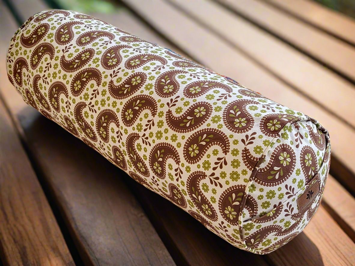 Round Yoga Bolster | Paisley | Chocolate - Yoga Soul