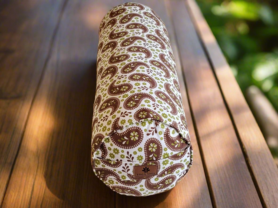 Round Yoga Bolster | Paisley | Chocolate - Yoga Soul