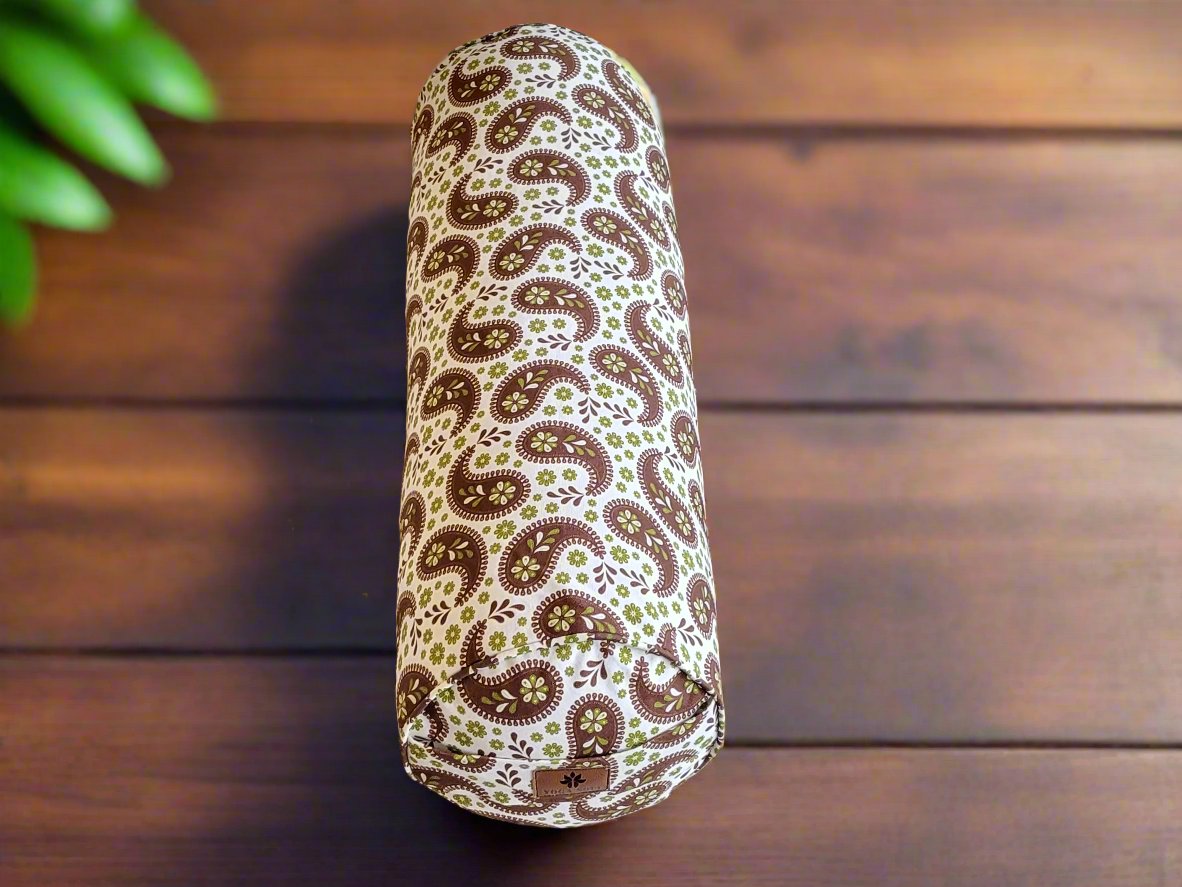 Round Yoga Bolster | Paisley | Chocolate - Yoga Soul