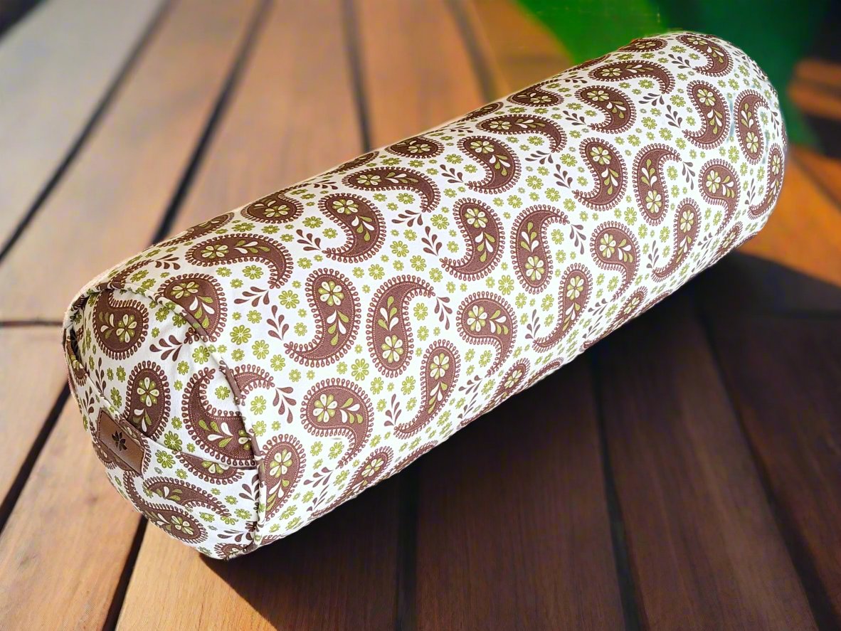 Round Yoga Bolster | Paisley | Chocolate - Yoga Soul