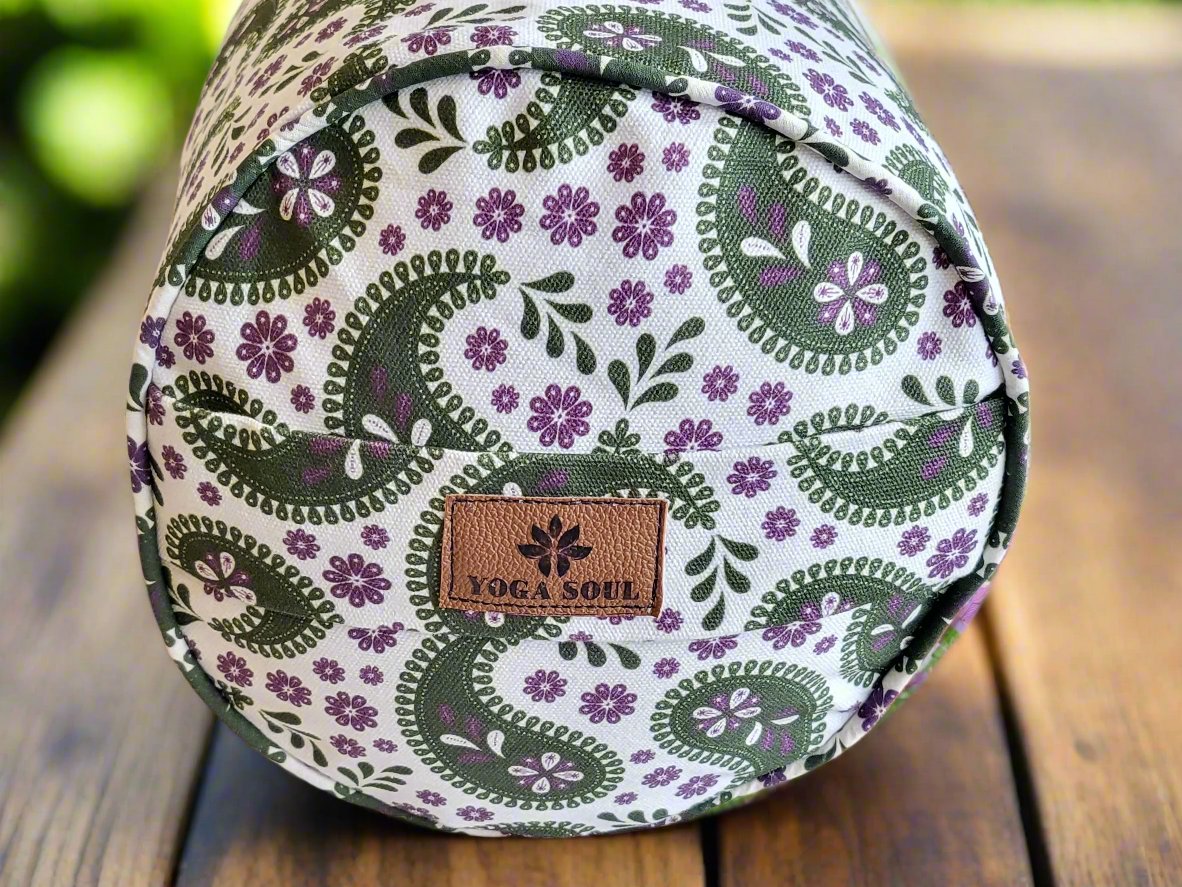 Round Yoga Bolster | Paisley | Trekking Green - Yoga Soul