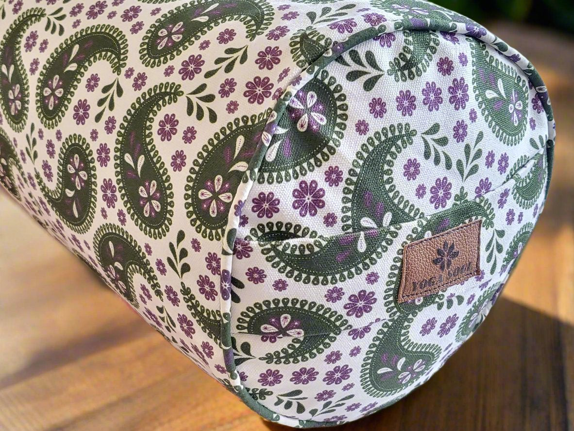 Round Yoga Bolster | Paisley | Trekking Green - Yoga Soul