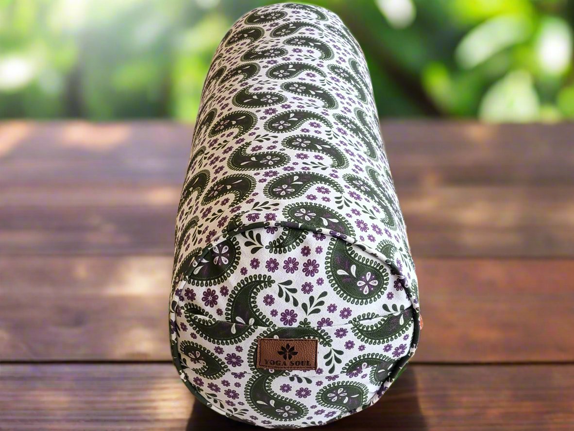 Round Yoga Bolster | Paisley | Trekking Green - Yoga Soul