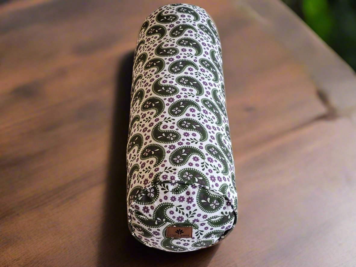 Round Yoga Bolster | Paisley | Trekking Green - Yoga Soul