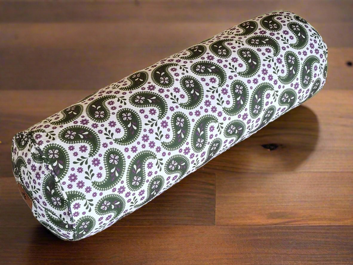 Round Yoga Bolster | Paisley | Trekking Green - Yoga Soul