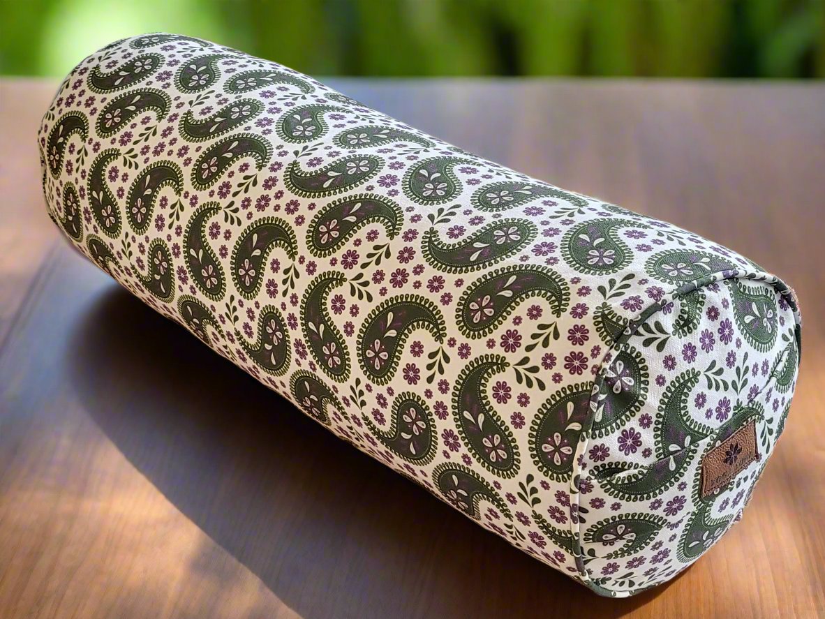 Round Yoga Bolster | Paisley | Trekking Green - Yoga Soul