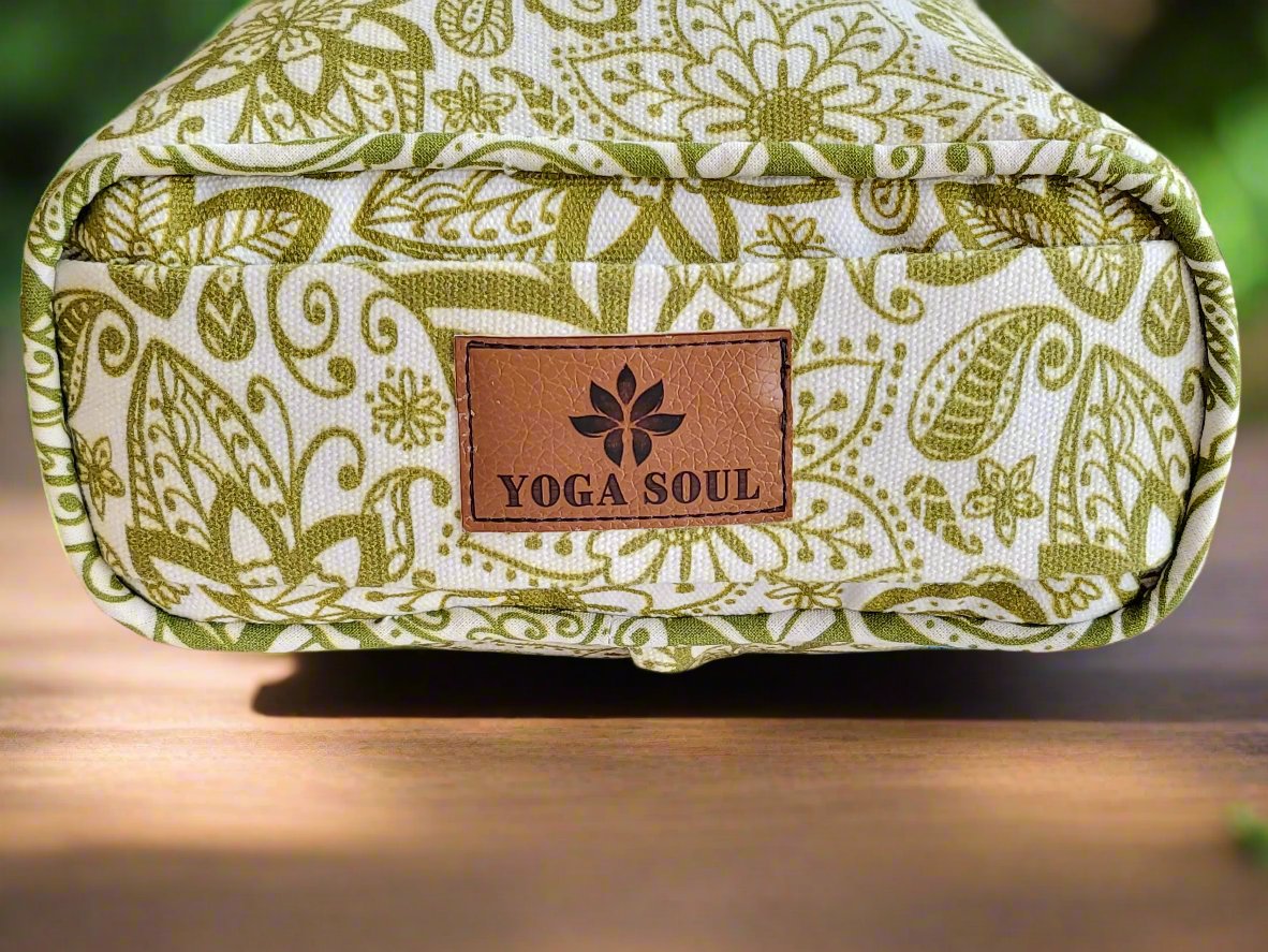 Pranayama Yoga Bolster | Paisley Flower | Olive Green - Yoga Soul