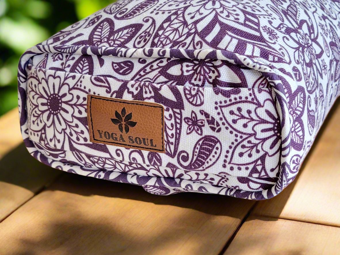 Pranayama Yoga Bolster | Paisley Flower | Purple - Yoga Soul