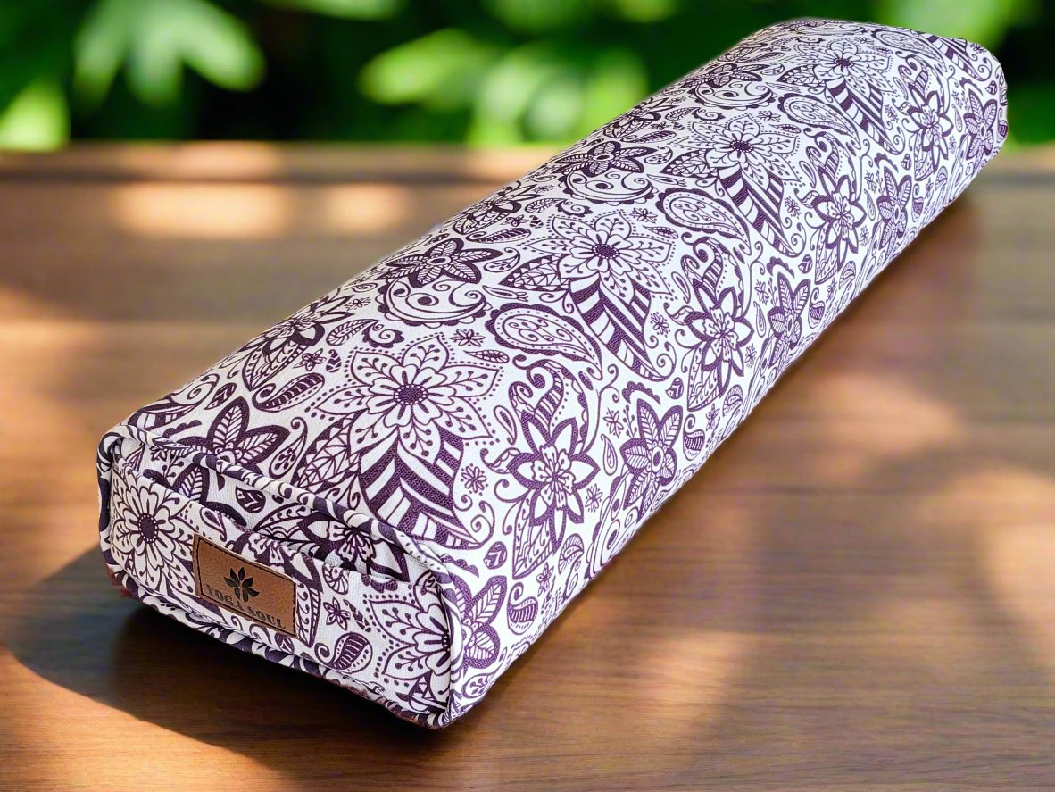 Pranayama Yoga Bolster | Paisley Flower | Purple - Yoga Soul