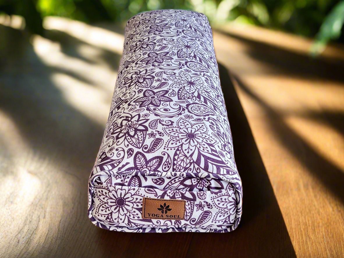 Pranayama Yoga Bolster | Paisley Flower | Purple - Yoga Soul