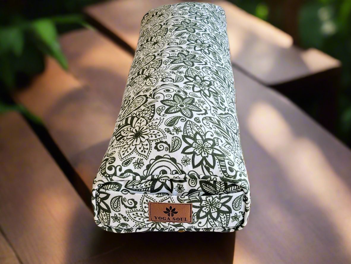 Pranayama Yoga Bolster | Paisley Flower | Trekking Green - Yoga Soul