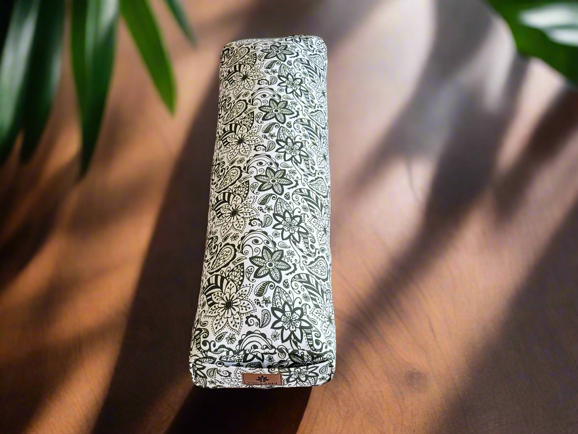 Pranayama Yoga Bolster | Paisley Flower | Trekking Green - Yoga Soul