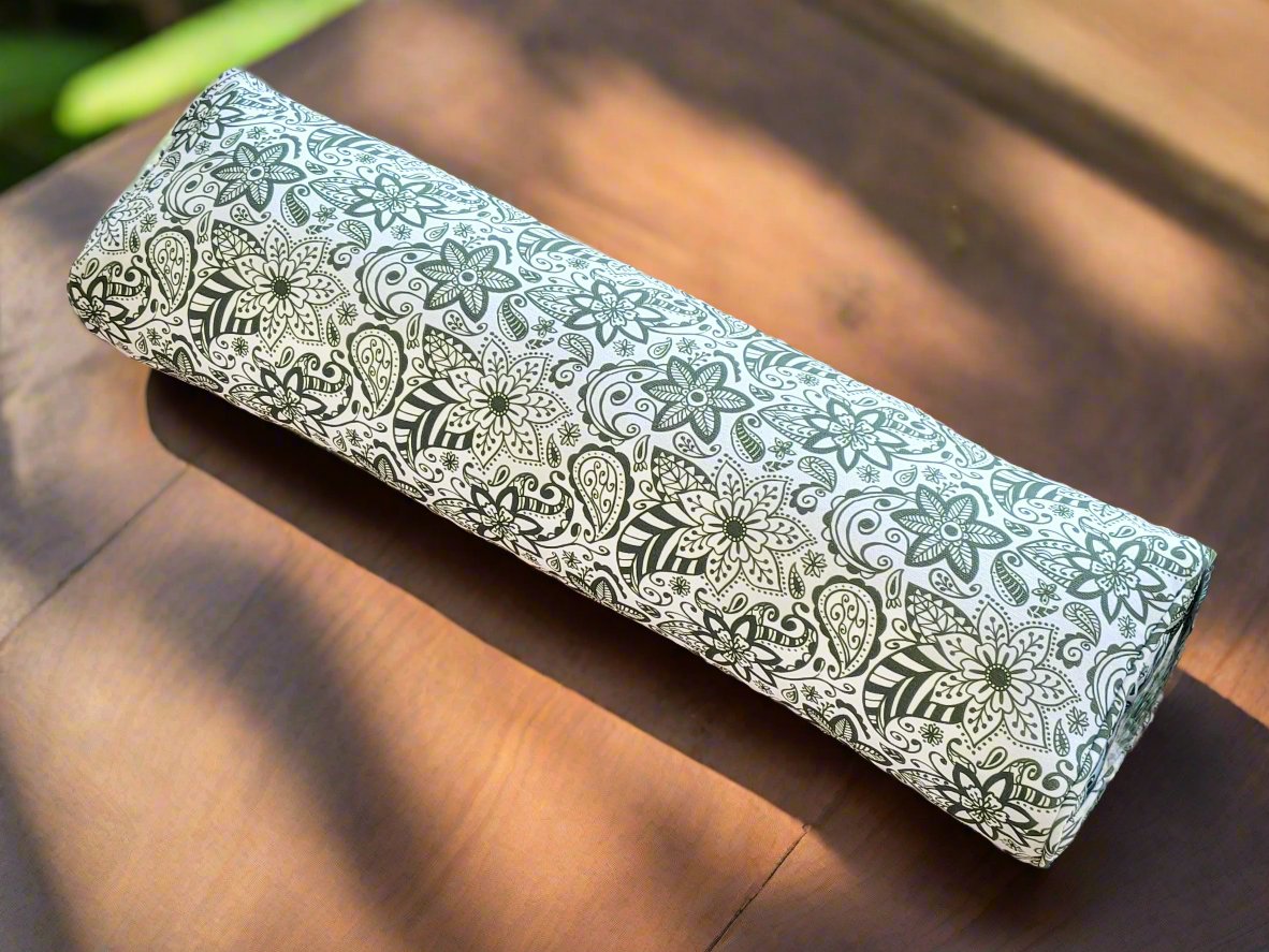 Pranayama Yoga Bolster | Paisley Flower | Trekking Green - Yoga Soul