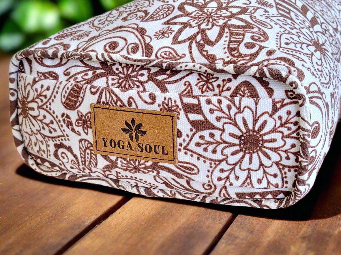 Pranayama Yoga Bolster | Paisley Flower | Chocolate - Yoga Soul