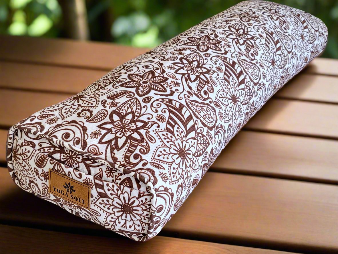 Pranayama Yoga Bolster | Paisley Flower | Chocolate - Yoga Soul