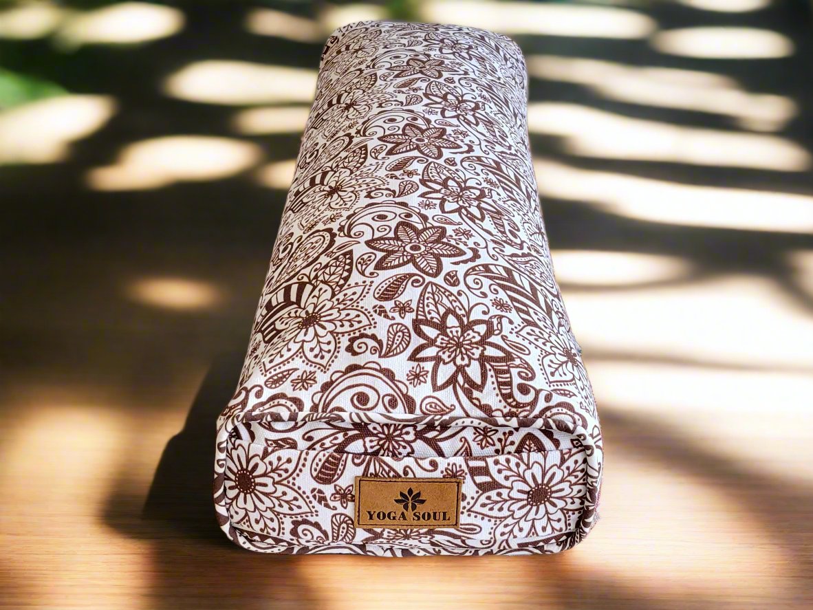 Pranayama Yoga Bolster | Paisley Flower | Chocolate - Yoga Soul