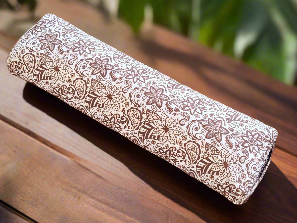 Pranayama Yoga Bolster | Paisley Flower | Chocolate - Yoga Soul