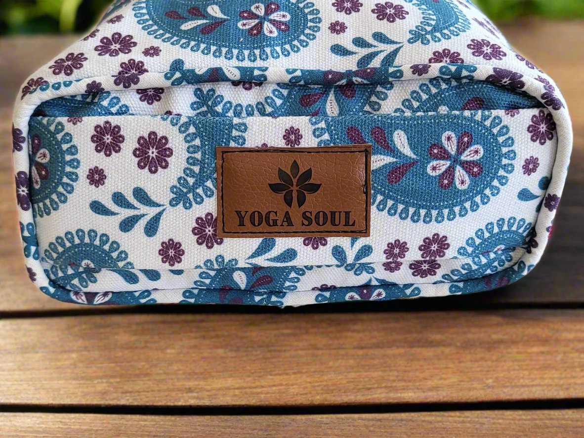 Pranayama Yoga Bolster | Paisley | Teal Blue - Yoga Soul