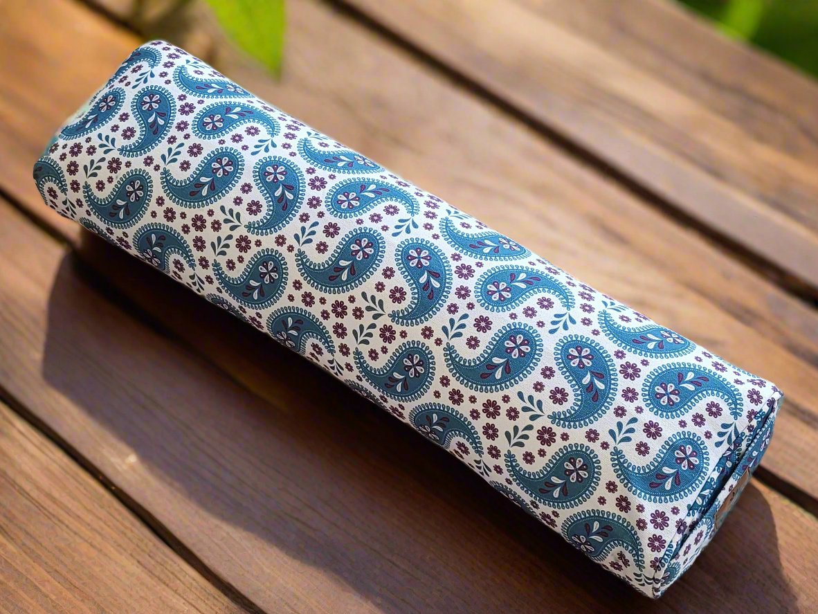 Pranayama Yoga Bolster | Paisley | Teal Blue - Yoga Soul