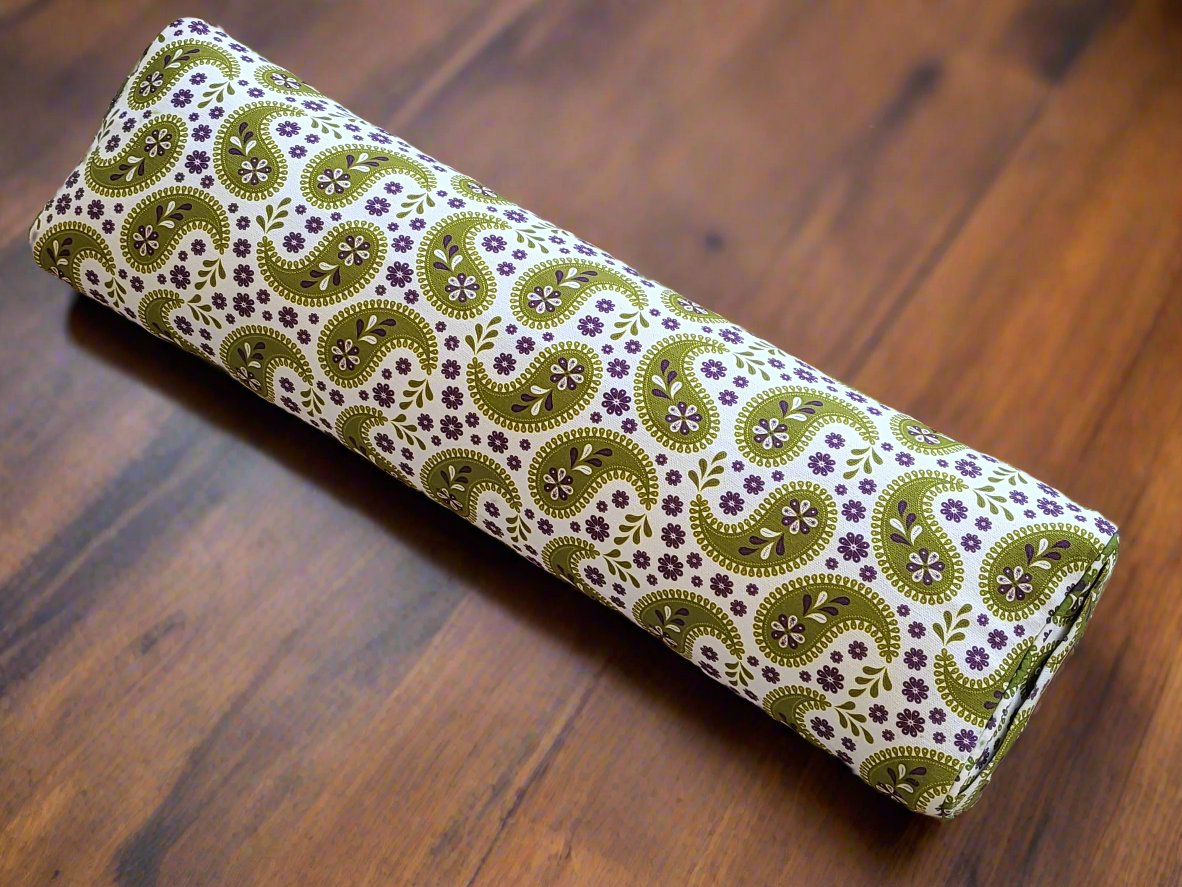 Pranayama Yoga Bolster | Paisley | Olive Green - Yoga Soul