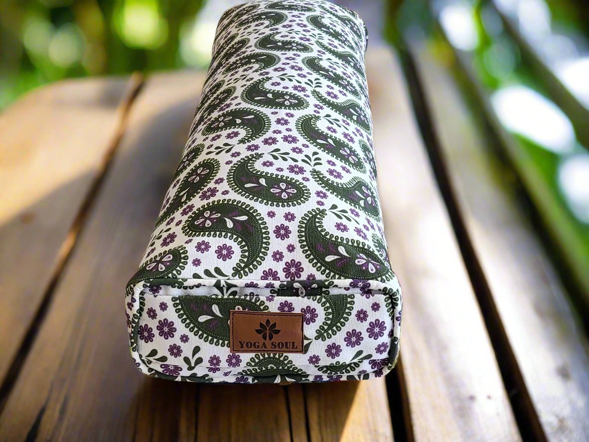 Pranayama Yoga Bolster | Paisley | Trekking Green - Yoga Soul