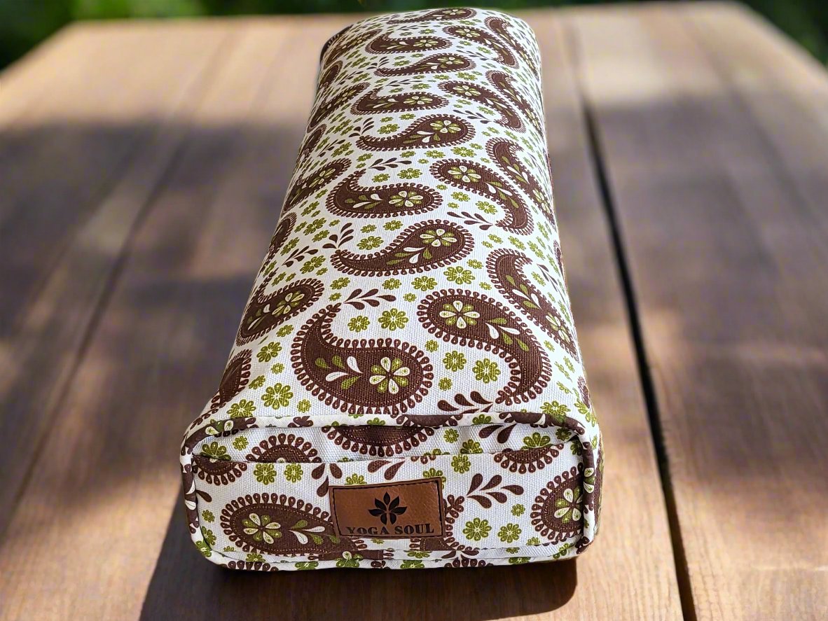 Pranayama Yoga Bolster | Paisley | Chocolate - Yoga Soul