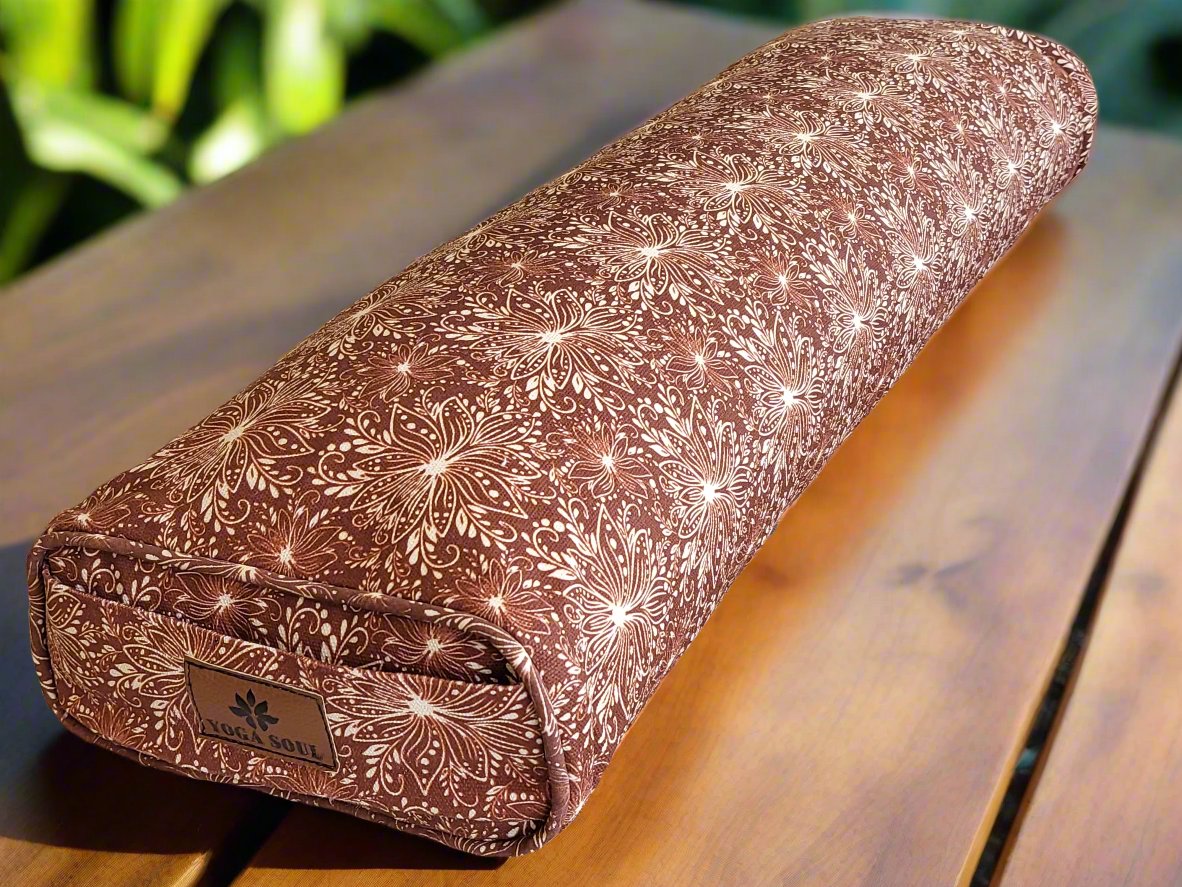 Pranayama Yoga Bolster | Lotus | Chocolate - Yoga Soul