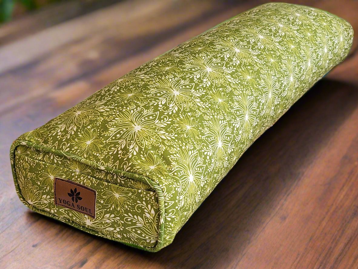 Pranayama Yoga Bolster | Lotus | Olive Green - Yoga Soul