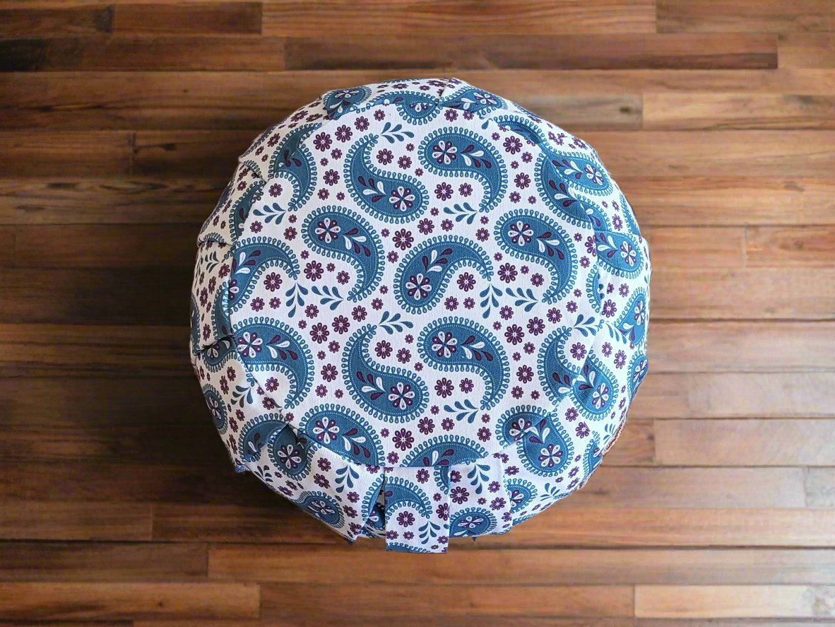 ZAFU Meditation Cushion | Paisley | Teal Blue - Yoga Soul